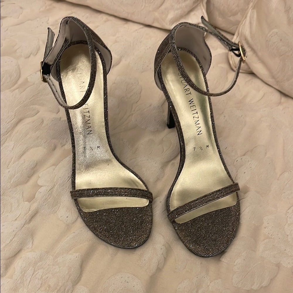 Stuart Weitzman NWOT Women's Glitter Heels - Bronze, Silver, Gold, Size 7 1/2